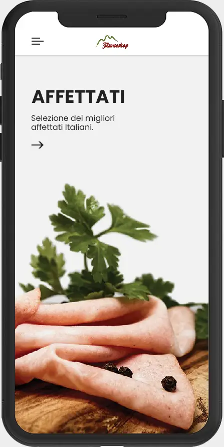 Mobile Seite der Kategorie Aufschnitt im Online-Shop Tesone Alimentari mit einem Bild von Aufschnittwaren